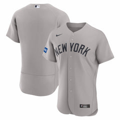 New York Yankees Road Sponsor Patch Authentic Jersey Gray