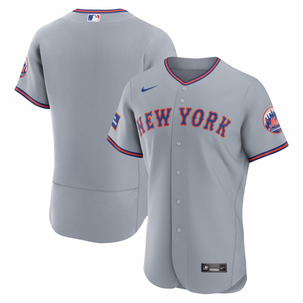 New York Mets Road Sponsor Patch Authentic Jersey Gray