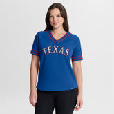 Texas Rangers Women's Diva Race Ahead Raglan V-Neck T-Shirt Royal