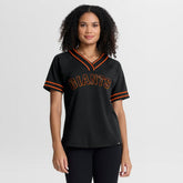 San Francisco Giants Women's Diva Race Ahead Raglan V-Neck T-Shirt Black