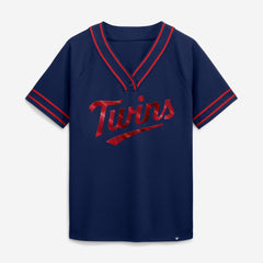 Minnesota Twins Women's Diva Race Ahead Raglan V-Neck T-Shirt Navy