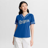 Los Angeles Dodgers Women's Diva Race Ahead Raglan V-Neck T-Shirt Royal