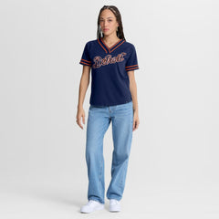 Detroit Tigers Women's Diva Race Ahead Raglan V-Neck T-Shirt Navy