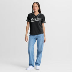 Chicago White Sox Women's Diva Race Ahead Raglan V-Neck T-Shirt Black