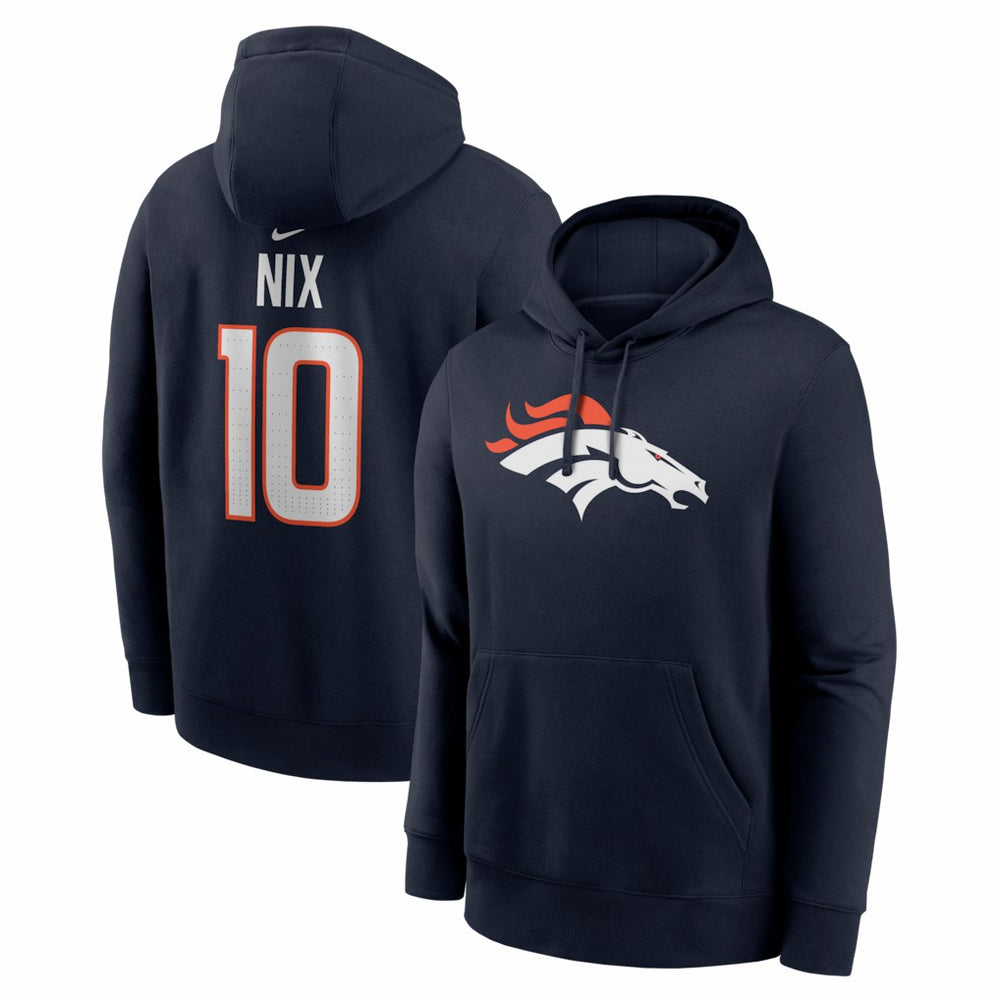 Bo Nix Denver Broncos Name & Number Fleece Hoodie - Navy for sale