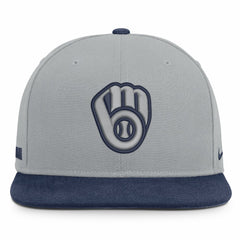 Milwaukee Brewers Primetime Pro Dri-FIT Snapback Hat Gray/Navy