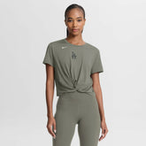 Los Angeles Dodgers Women's One Twist Dri-FIT Cropped T-Shirt Olive