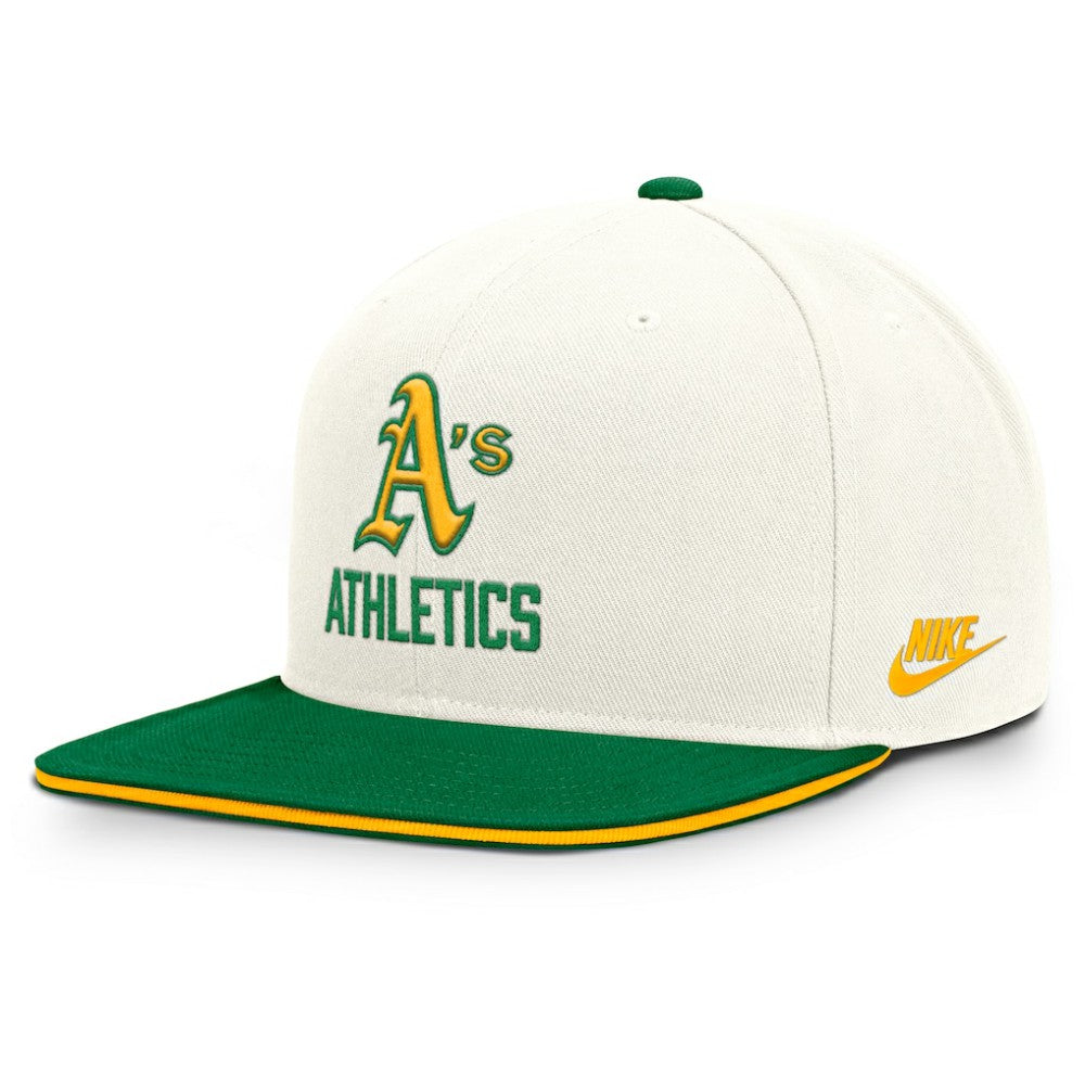 Athletics Cooperstown Pro Dri-FIT Snapback Hat Cream/Green