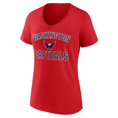 Washington Capitals Logo Athletic Women's Arch Victory V-Neck T-Shirt - Red T-shirts