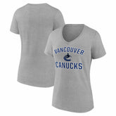 Vancouver Canucks Logo Athletic Women's Arch Victory V-Neck T-Shirt - Heather Gray T-shirts