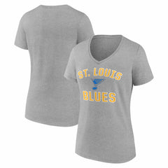 St. Louis Blues Logo Athletic Women's Arch Victory V-Neck T-Shirt - Heather Gray T-shirts