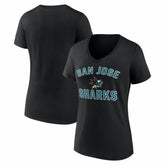 San Jose Sharks Logo Athletic Women's Arch Victory V-Neck T-Shirt - Black T-shirts