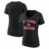 Ottawa Senators Logo Athletic Women's Arch Victory V-Neck T-Shirt - Black T-shirts