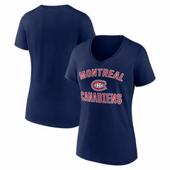Montreal Canadiens Logo Athletic Women's Arch Victory V-Neck T-Shirt - Navy T-shirts