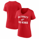 Detroit Red Wings Logo Athletic Women's Arch Victory V-Neck T-Shirt - Red T-shirts