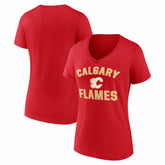 Calgary Flames Logo Athletic Women's Arch Victory V-Neck T-Shirt - Red T-shirts