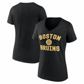 Boston Bruins Logo Athletic Women's Arch Victory V-Neck T-Shirt - Black T-shirts