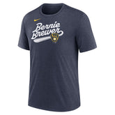 Milwaukee Brewers Mascot Slide Tri-Blend T-Shirt Heather Navy