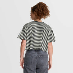 Detroit Lions Women's Striped Cropped T-Shirt - Black/Cream on sale
