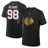 Connor Bedard Chicago Blackhawks Fanatics Authentic Stack Name & Number T-Shirt - Black T-shirts