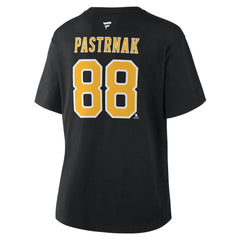 David Pastrnak Boston Bruins Fanatics Women's Authentic Stack Name & Number T-Shirt - Black T-shirts