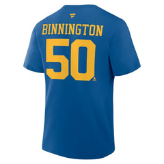 Jordan Binnington St. Louis Blues Fanatics Authentic Stack Name & Number T-Shirt - Blue T-shirts