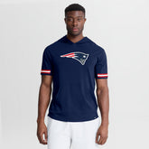 New England Patriots Optimal Play Short Sleeve Hooded T-Shirt - Navy on sale