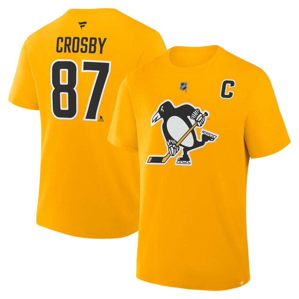 Sidney Crosby Pittsburgh Penguins Fanatics Authentic Stack Name & Number T-Shirt - Gold T-shirts