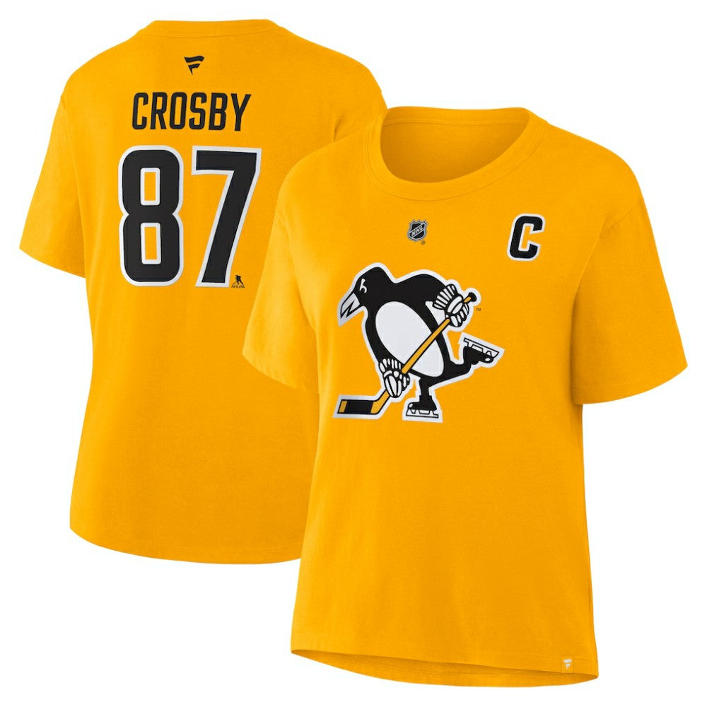 Sidney Crosby Pittsburgh Penguins Fanatics Women's Authentic Stack Name & Number T-Shirt - Gold T-shirts