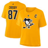 Sidney Crosby Pittsburgh Penguins Fanatics Women's Authentic Stack Name & Number T-Shirt - Gold T-shirts