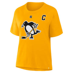 Sidney Crosby Pittsburgh Penguins Fanatics Women's Authentic Stack Name & Number T-Shirt - Gold T-shirts