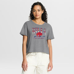 Buffalo Bills Women's Overplayed Tribute Tri-Blend Boxy T-Shirt - Heather Gray outlet