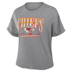 Kansas City Chiefs Women's Overplayed Tribute Tri-Blend Boxy T-Shirt - Heather Gray sale