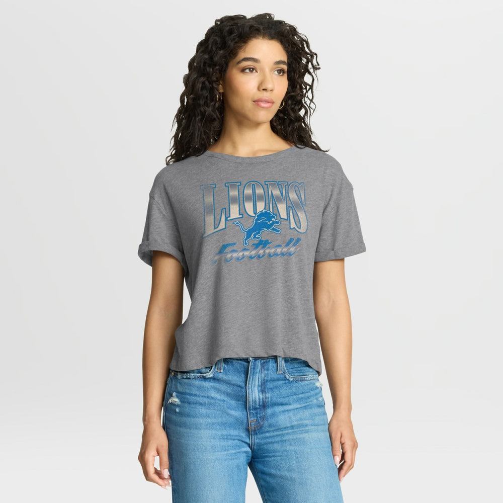 Detroit Lions Women's Overplayed Tribute Tri-Blend Boxy T-Shirt - Heather Gray online