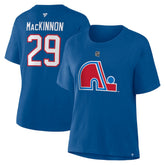 Nathan MacKinnon Colorado Avalanche Fanatics Women's Heritage Authentic Stack Name & Number T-Shirt - Blue T-shirts