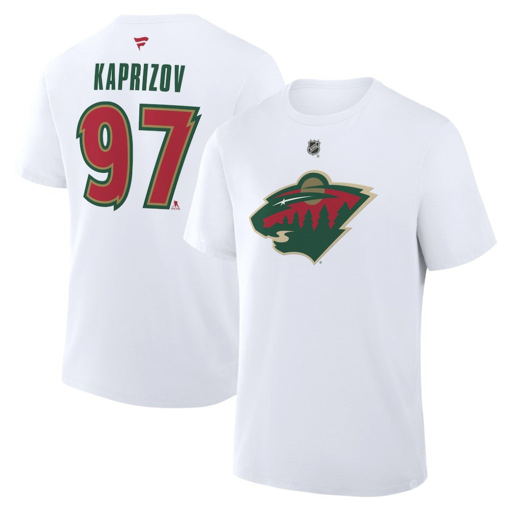 Kirill Kaprizov Minnesota Wild Fanatics Authentic Stack Name & Number T-Shirt - White T-shirts