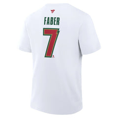 Brock Faber Minnesota Wild Fanatics Authentic Stack Name & Number T-Shirt - White T-shirts