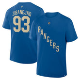 Mika Zibanejad New York Rangers Fanatics Authentic Stack Name & Number T-Shirt - Blue T-shirts