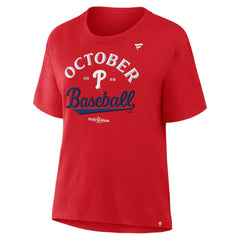 Philadelphia Phillies Women's 2025 MLB Postseason Locker Room T-Shirt Red