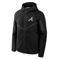Atlanta Braves Tech Fleece Raglan Full-Zip Windrunner Hoodie Black