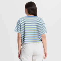 Philadelphia Phillies Women's Cooperstown Collection Striped Cropped T-Shirt Light Blue/Cream