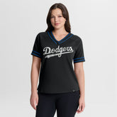 Los Angeles Dodgers Women's Diva Race Ahead Raglan V-Neck T-Shirt Black