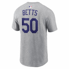 Mookie Betts Los Angeles Dodgers Name & Number T-Shirt Heather Gray