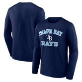 Tampa Bay Rays Logo Athletic Heart & Soul Long Sleeve T-Shirt Navy