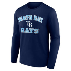 Tampa Bay Rays Logo Athletic Heart & Soul Long Sleeve T-Shirt Navy