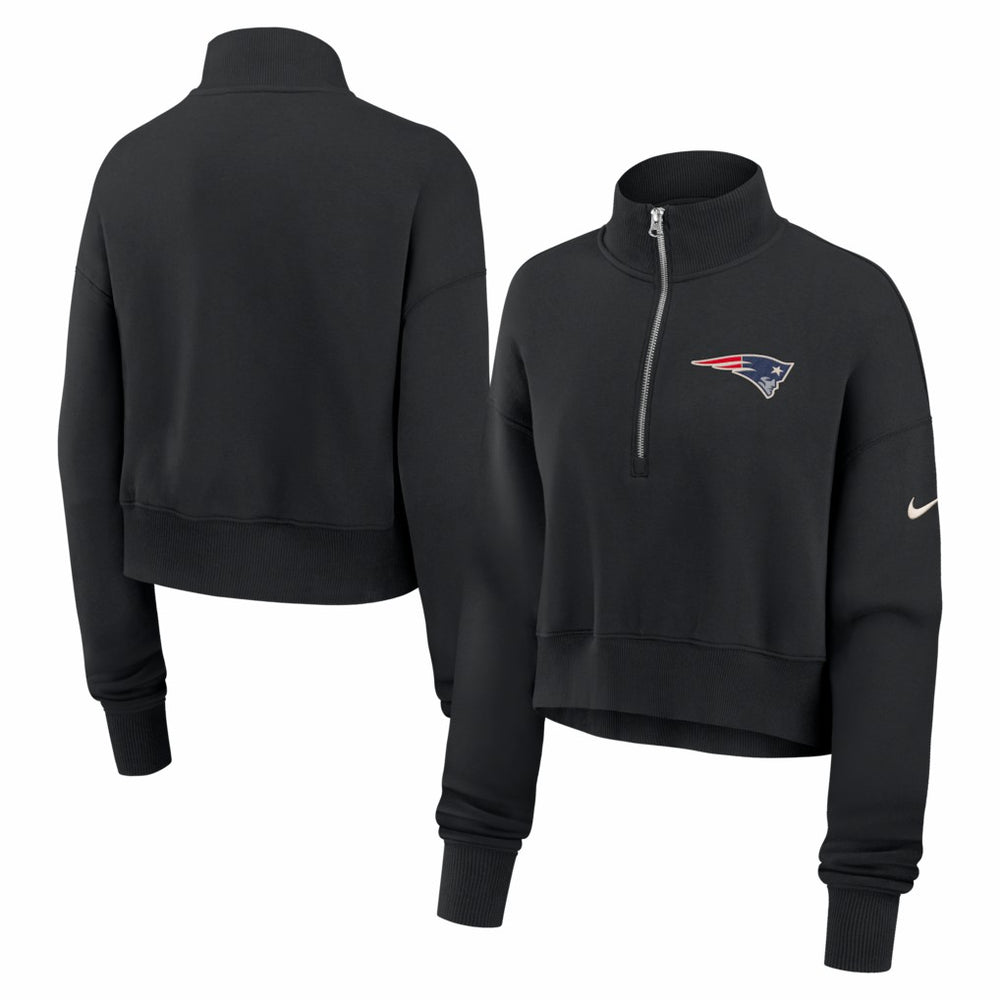 New England Patriots Women's Legacy Phoenix Fleece Cropped Half-Zip Sweatshirt - Black outlet