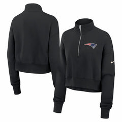 New England Patriots Women's Legacy Phoenix Fleece Cropped Half-Zip Sweatshirt - Black outlet