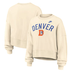 Denver Broncos Women's Oversized High Hip Legacy Arch Phoenix Fleece Sweatshirt - Natural sale