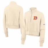 Denver Broncos Women's Legacy Phoenix Fleece Cropped Half-Zip Sweatshirt - Cream outlet