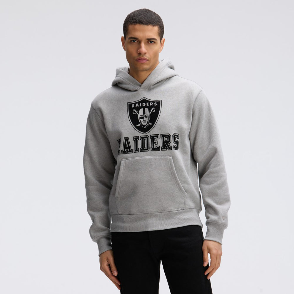 Las Vegas Raiders IconicFleece Flocked Hoodie - Heather Gray online